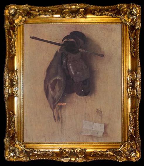 framed  BARBARI, Jacopo de Still Life with Partridge,Iron Gloves and Bolt of a Crossbow (mk14), ta009-2